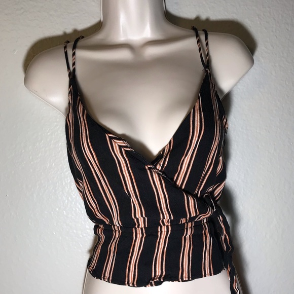 Blush Tops - Blush Bj faux wrap tie crop tank